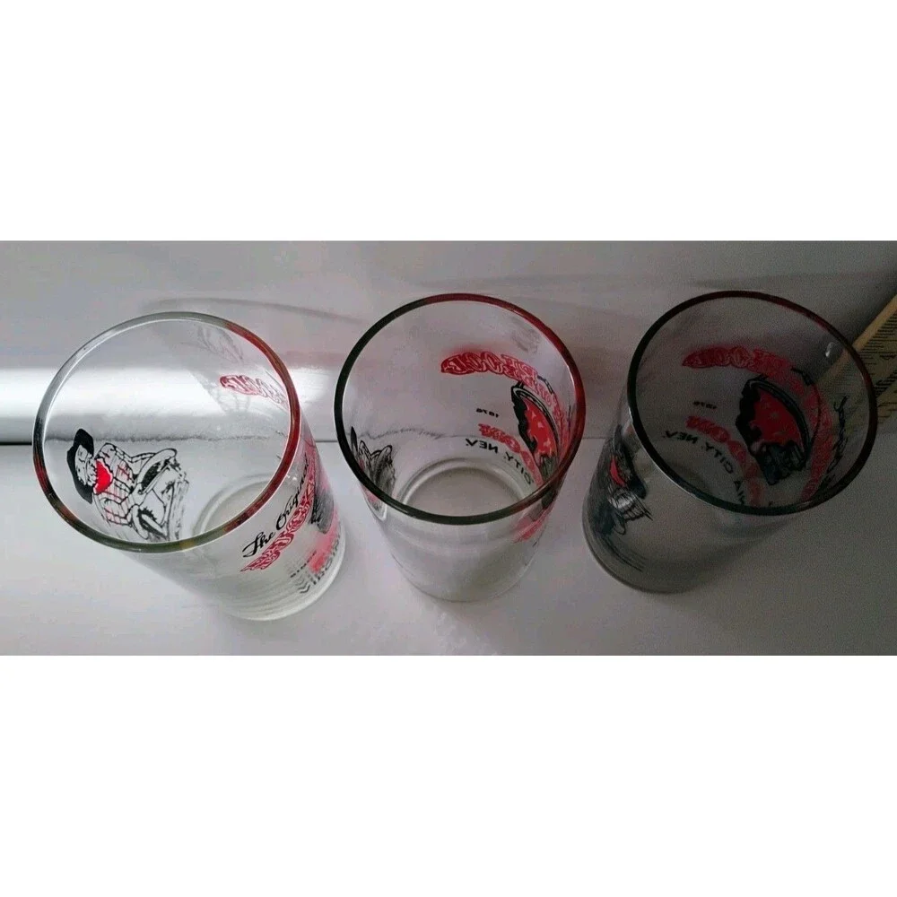 Vintage Bucket of Blood Saloon Virginia City Nevada Glasses Set of 3 Cowboy Art